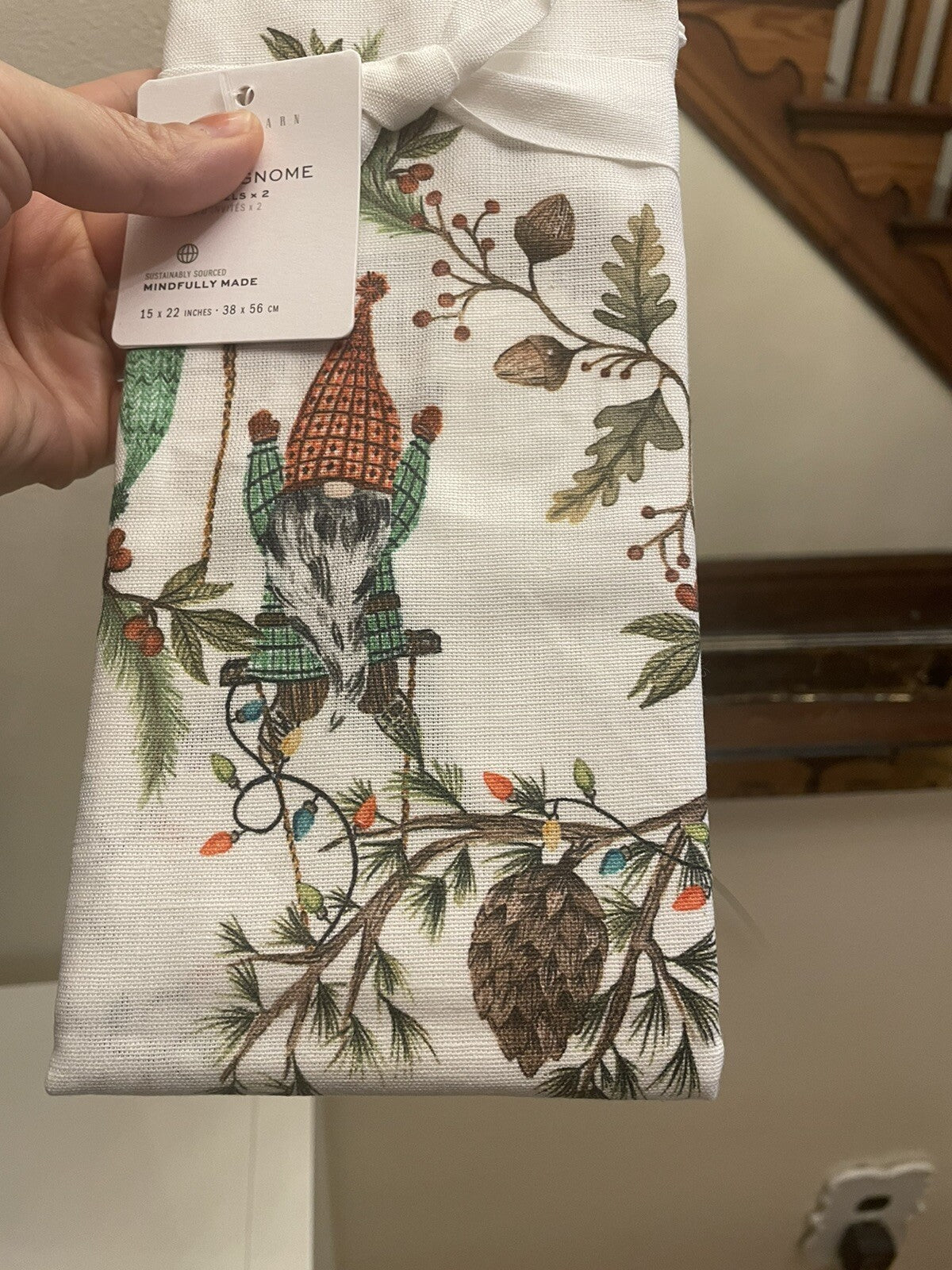 pottery barn Kitchen towel Holiday Winter Christmas Gnome Elf gift party SET 2 =