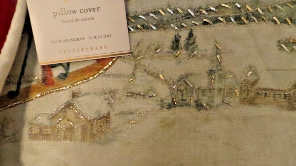 Pottery Barn Christmas NOSTALGIC SANTA SLED Pillow Cover Sham 20" Holiday gift