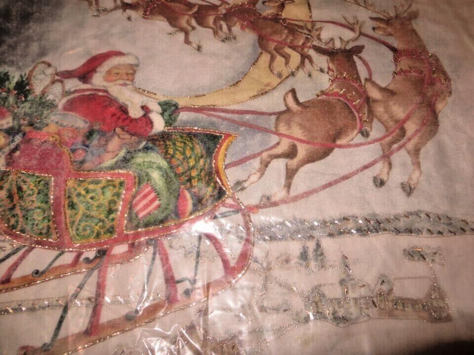 Pottery Barn Christmas NOSTALGIC SANTA SLED Pillow Cover Sham 20" Holiday gift