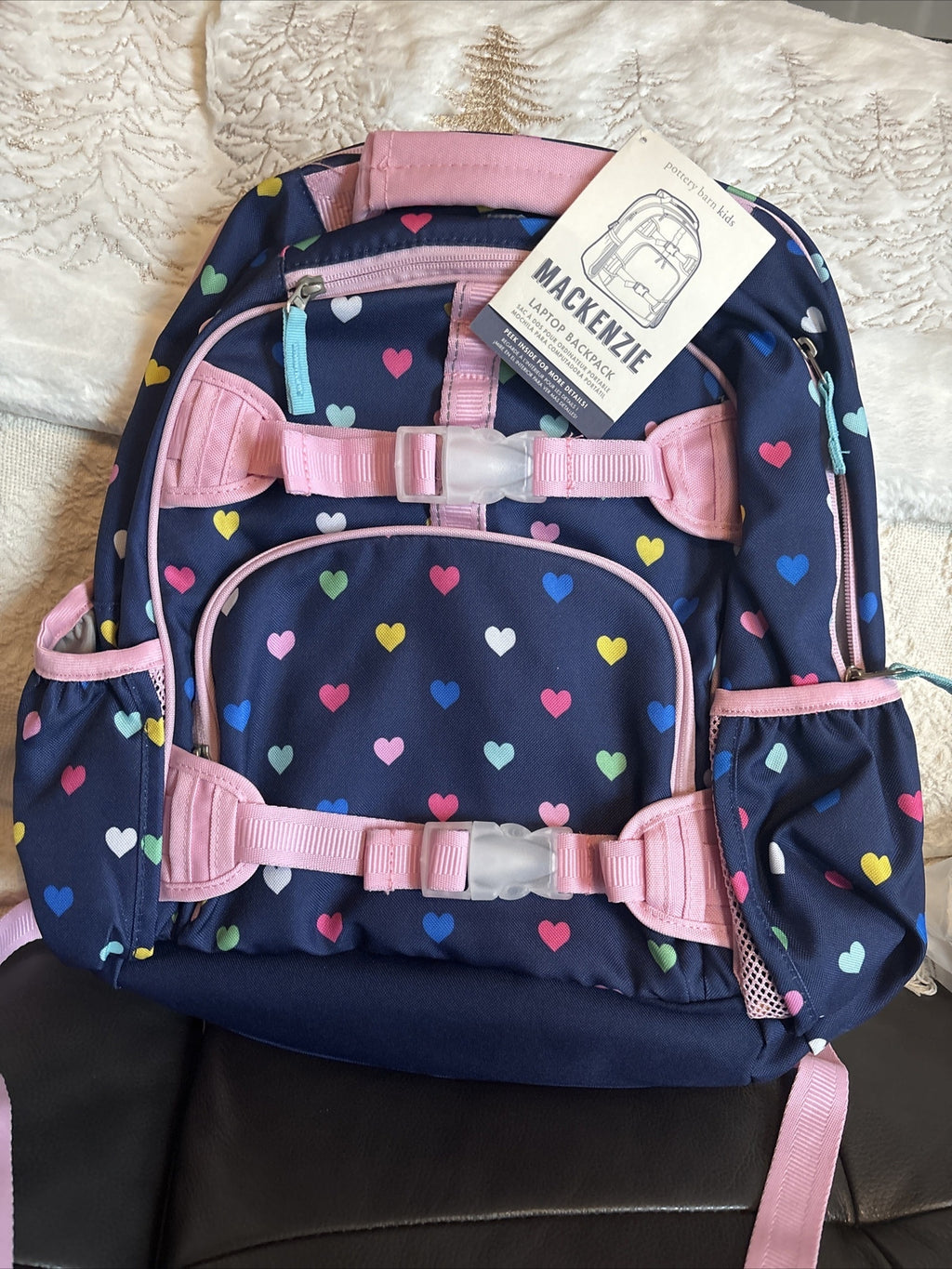 School Pottery barn Backpack Holiday girl Rainbow Heart Disney travel Bag  ??  n