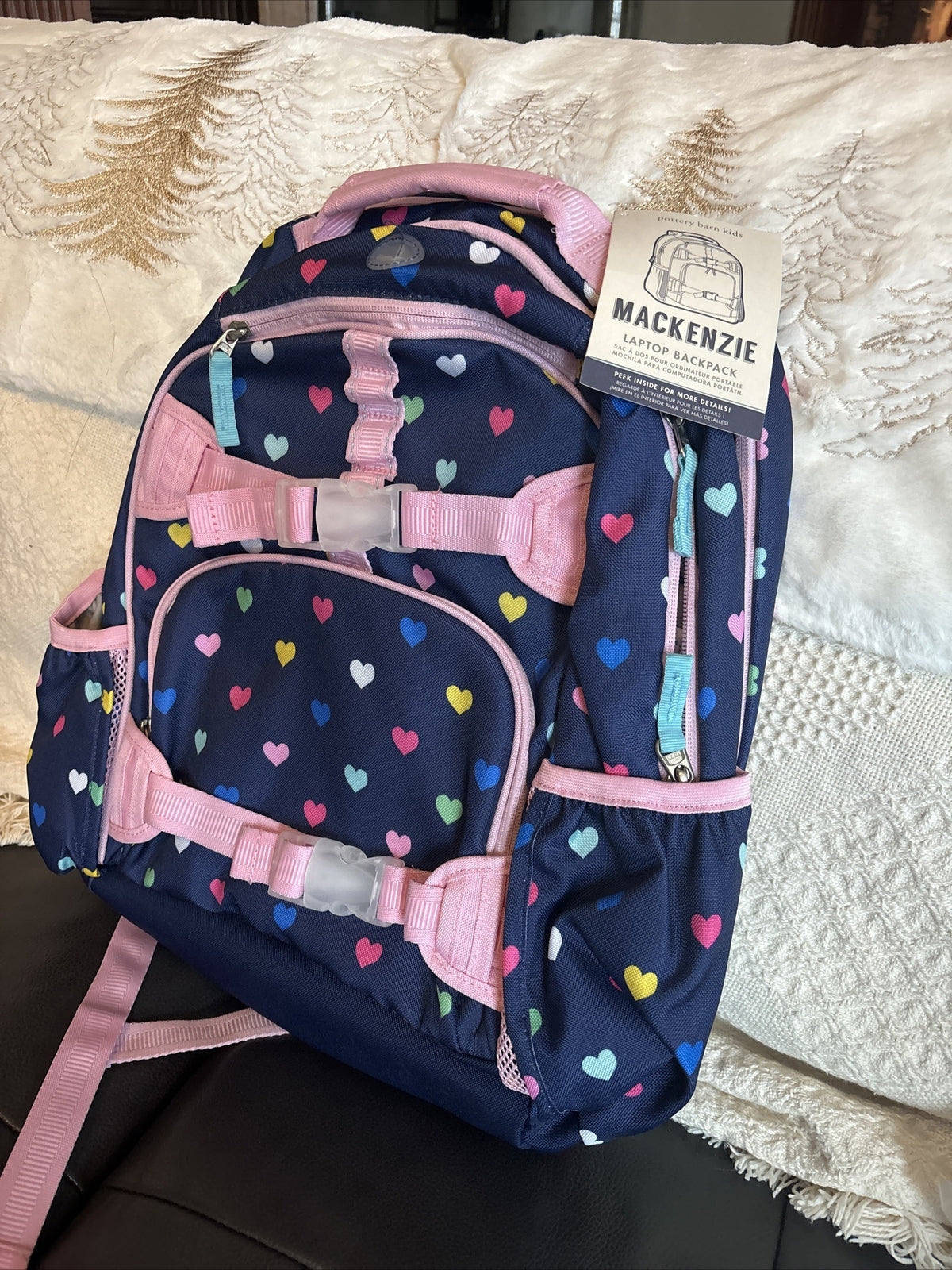 School Pottery barn Backpack Holiday girl Rainbow Heart Disney travel Bag  ??  n
