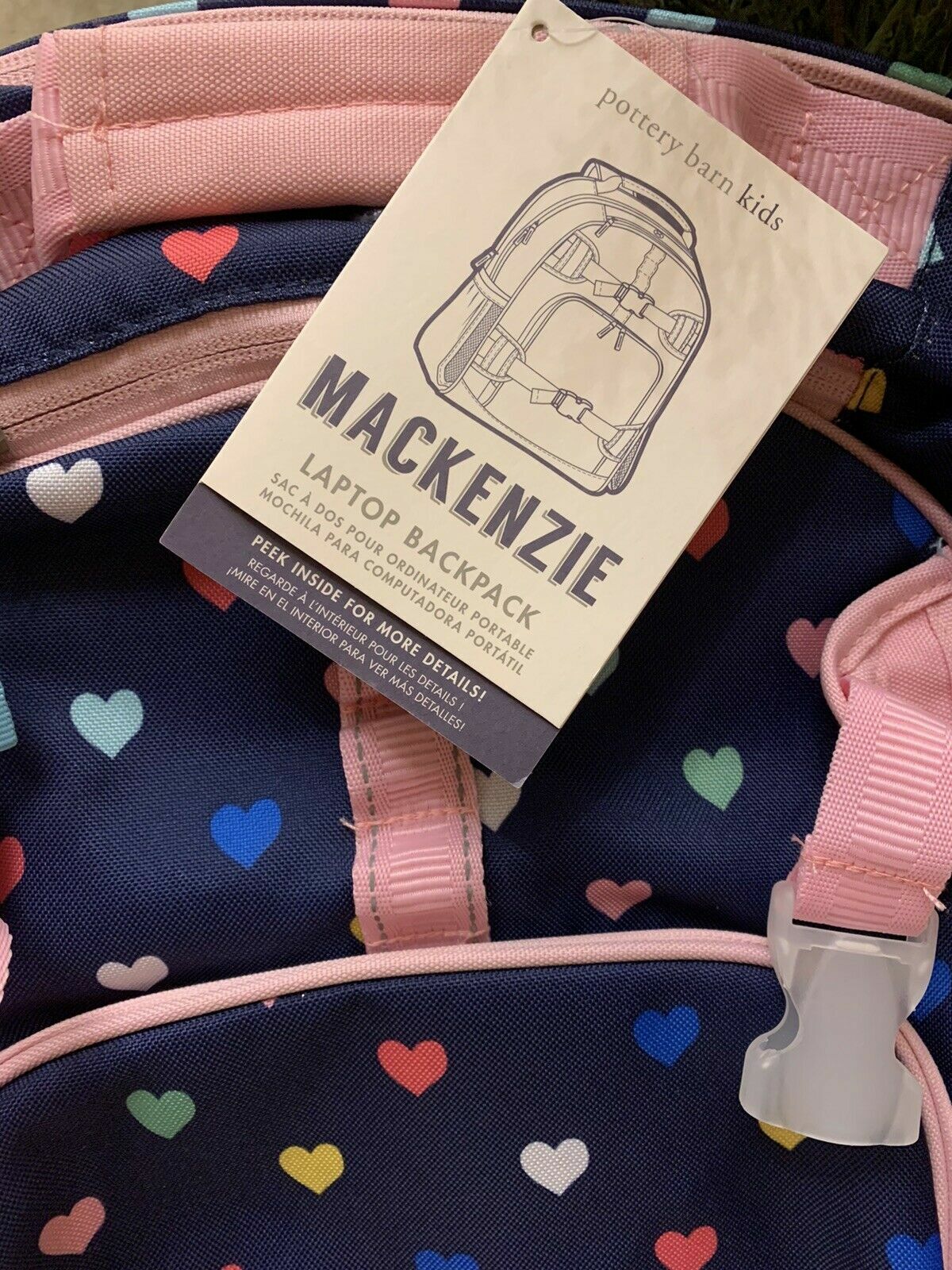 School Pottery barn Backpack Holiday girl Rainbow Heart Disney travel Bag  ??  n