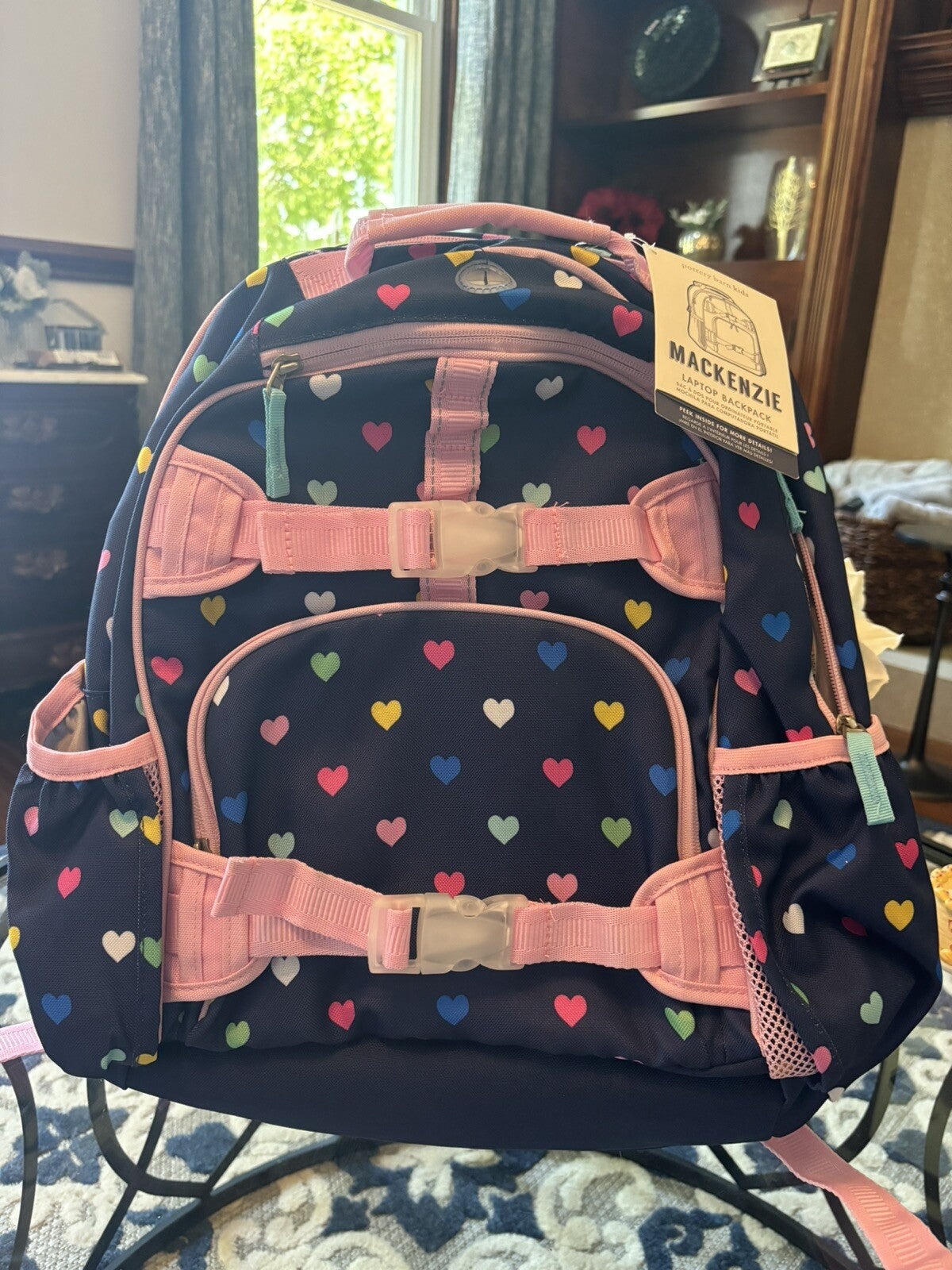 School Pottery barn Backpack Holiday girl Rainbow Heart Disney travel Bag  ??  n