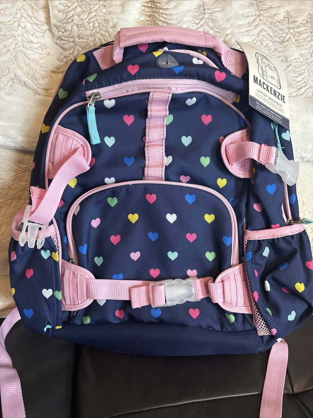School Pottery barn Backpack Holiday girl Rainbow Heart Disney travel Bag  ??  n