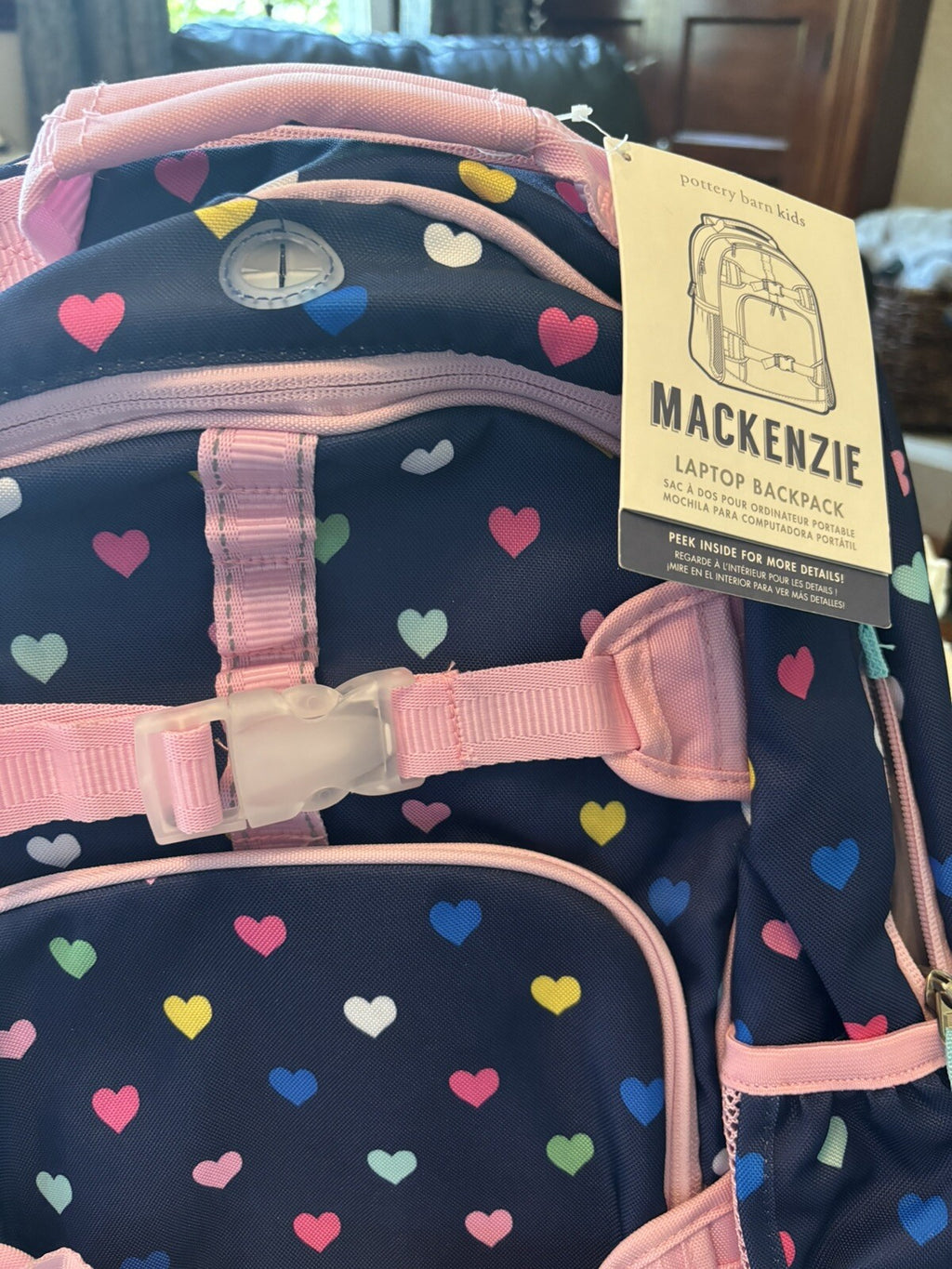 School Pottery barn Backpack Holiday girl Rainbow Heart Disney travel Bag  ??  n