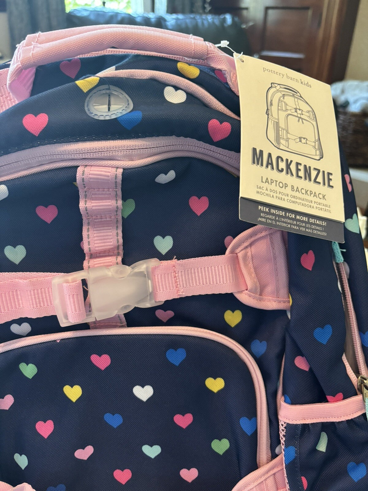 School Pottery barn Backpack Holiday girl Rainbow Heart Disney travel Bag  ??  n