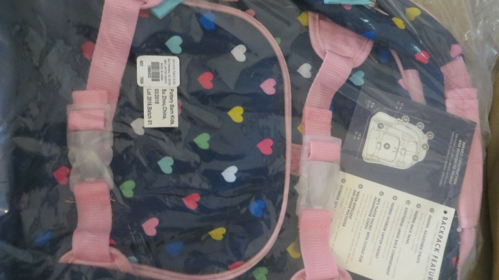 School Pottery barn Backpack Holiday girl Rainbow Heart Disney travel Bag  ??  n