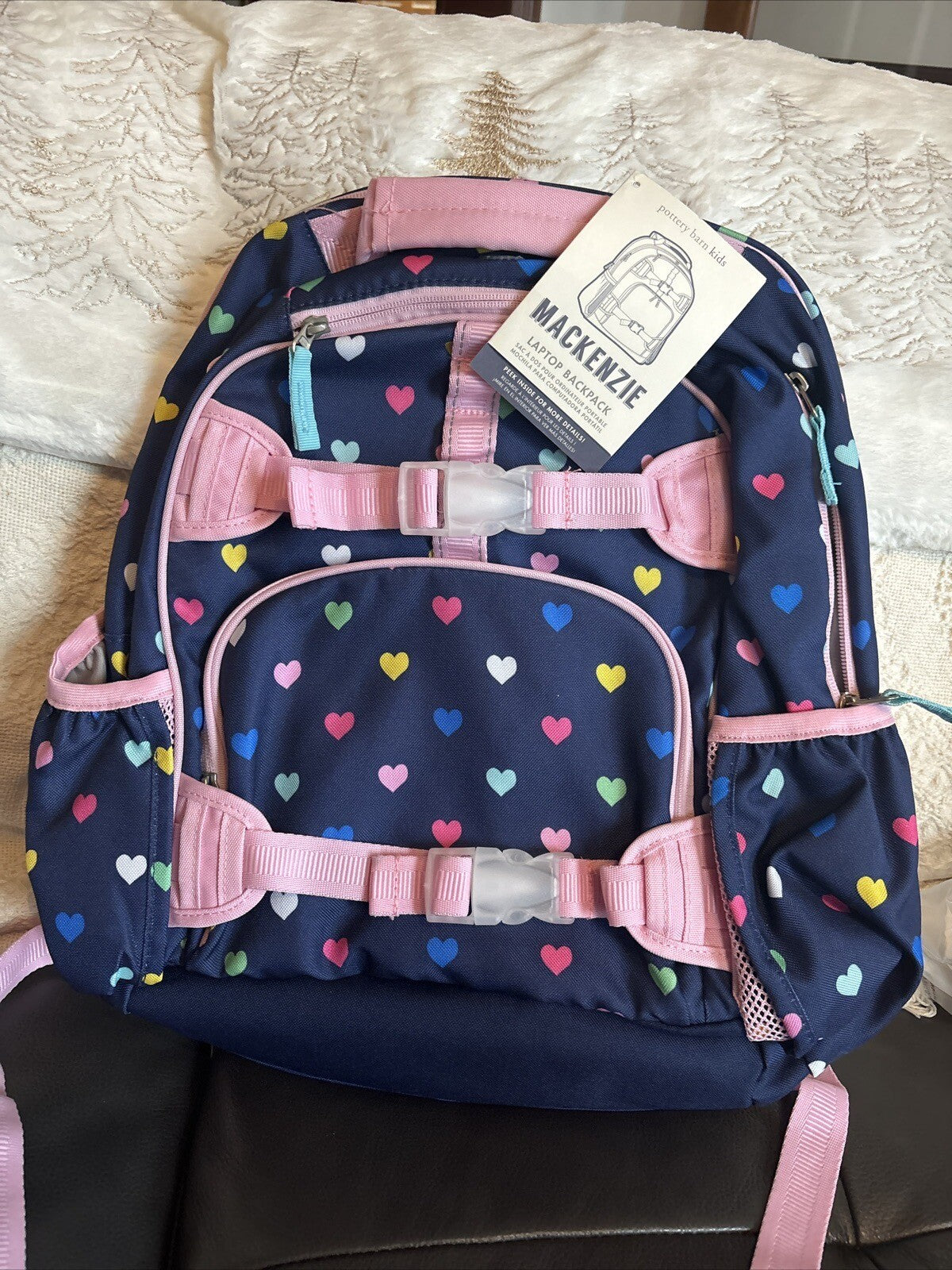 School Pottery barn Backpack Holiday girl Rainbow Heart Disney travel Bag  ??  n