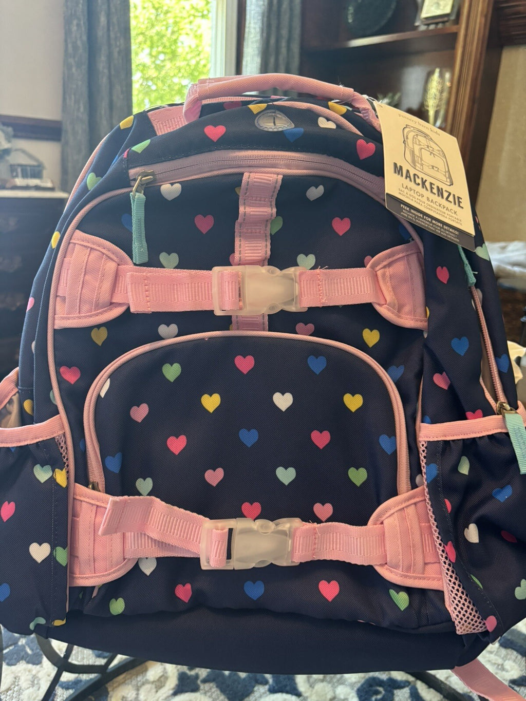School Pottery barn Backpack Holiday girl Rainbow Heart Disney travel Bag  ??  n