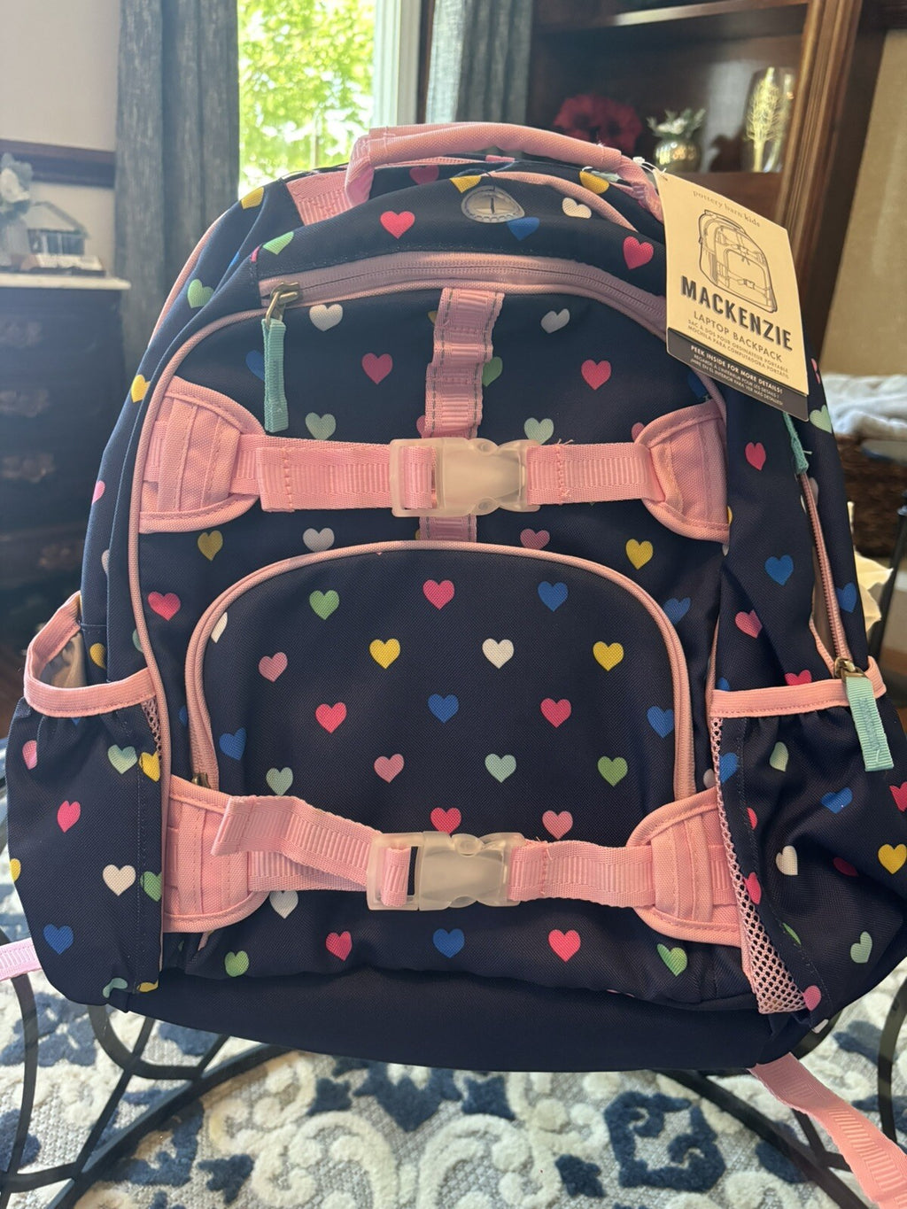 School Pottery barn Backpack Holiday girl Rainbow Heart Disney travel Bag  ??  n