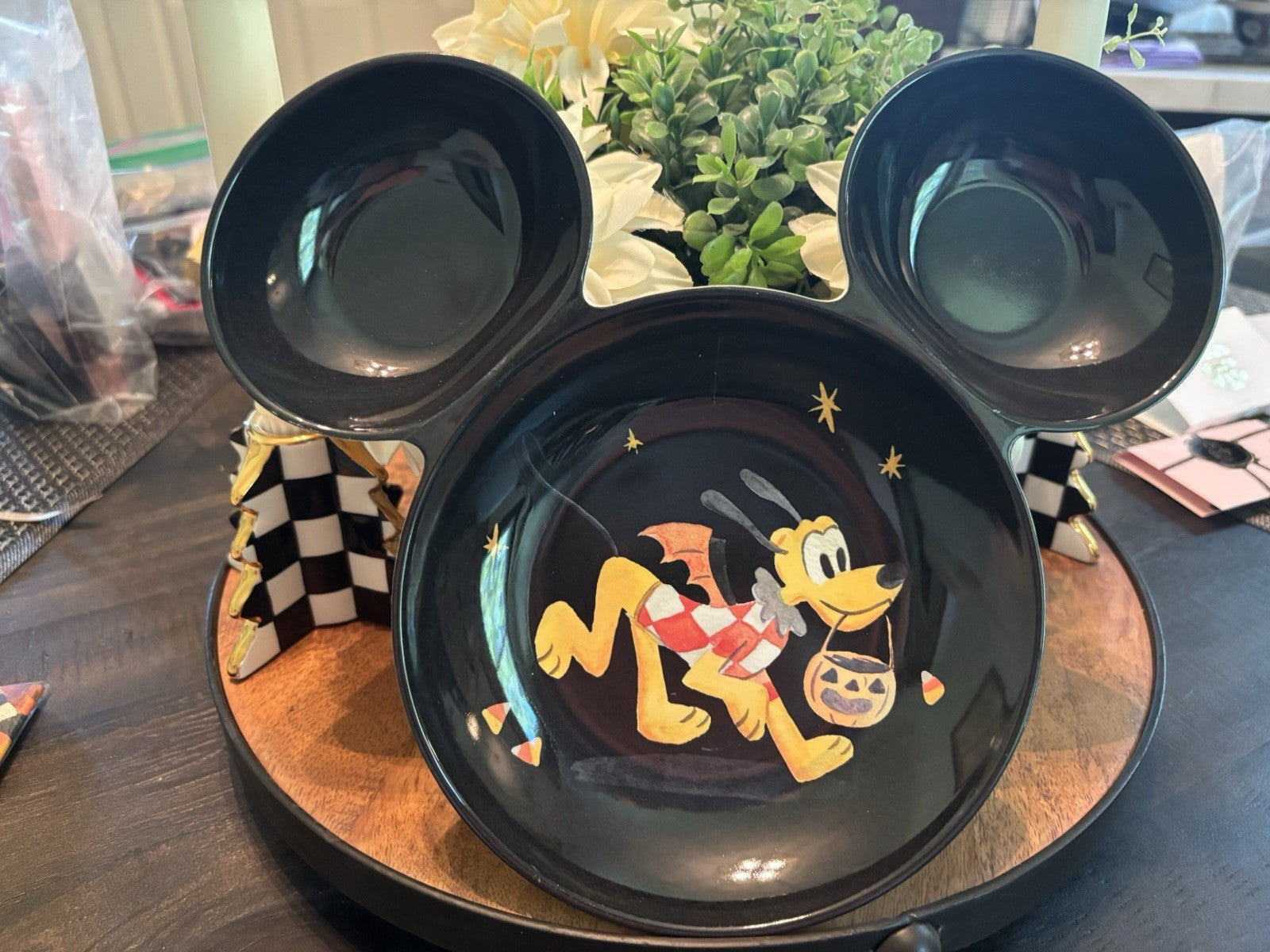 Disney Pottery Barn Mickey Mouse Plate Halloween SummerWeen  Party Pluto dog -[