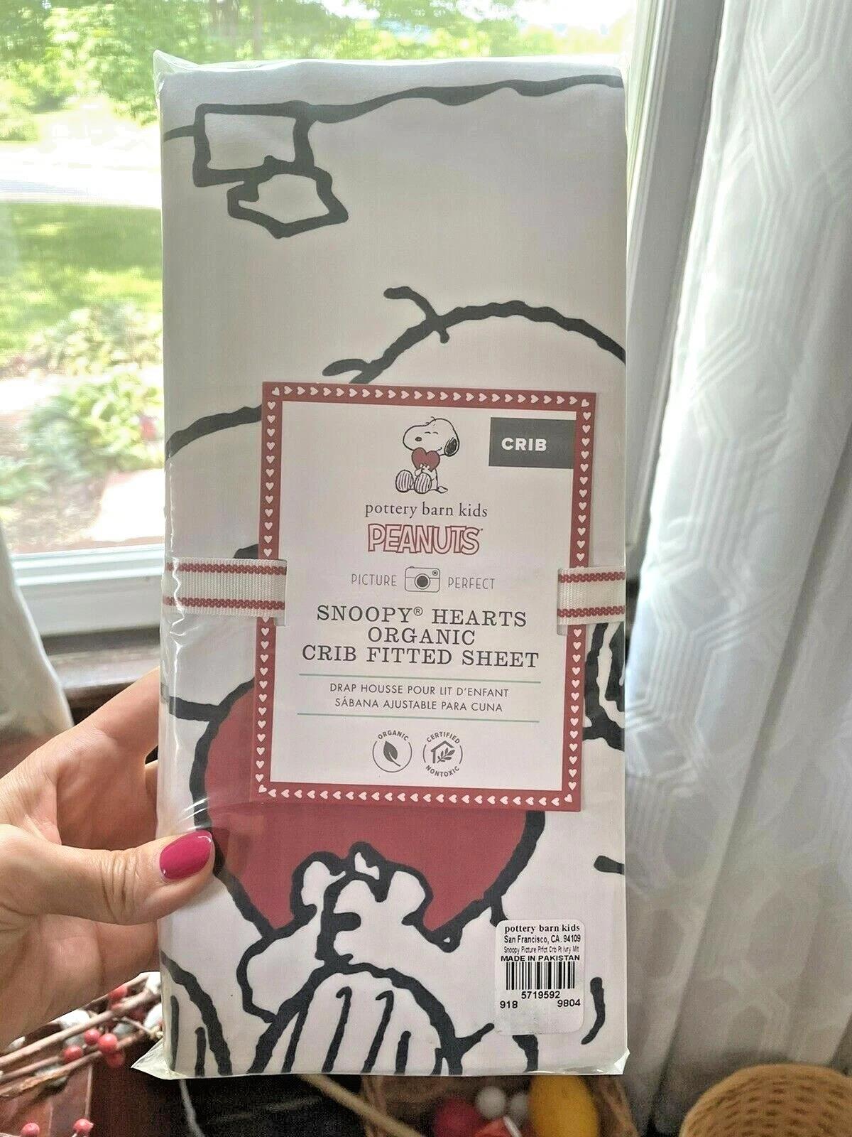 Pottery Barn Holiday Disney Snoopy sheet set crib baby toddler Valentine gift