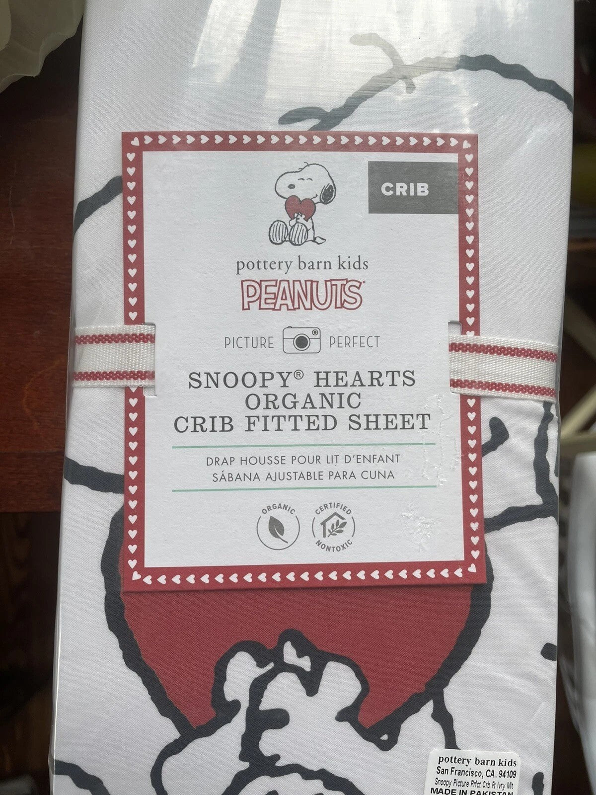 Pottery Barn Holiday Disney Snoopy sheet set crib baby toddler Valentine gift