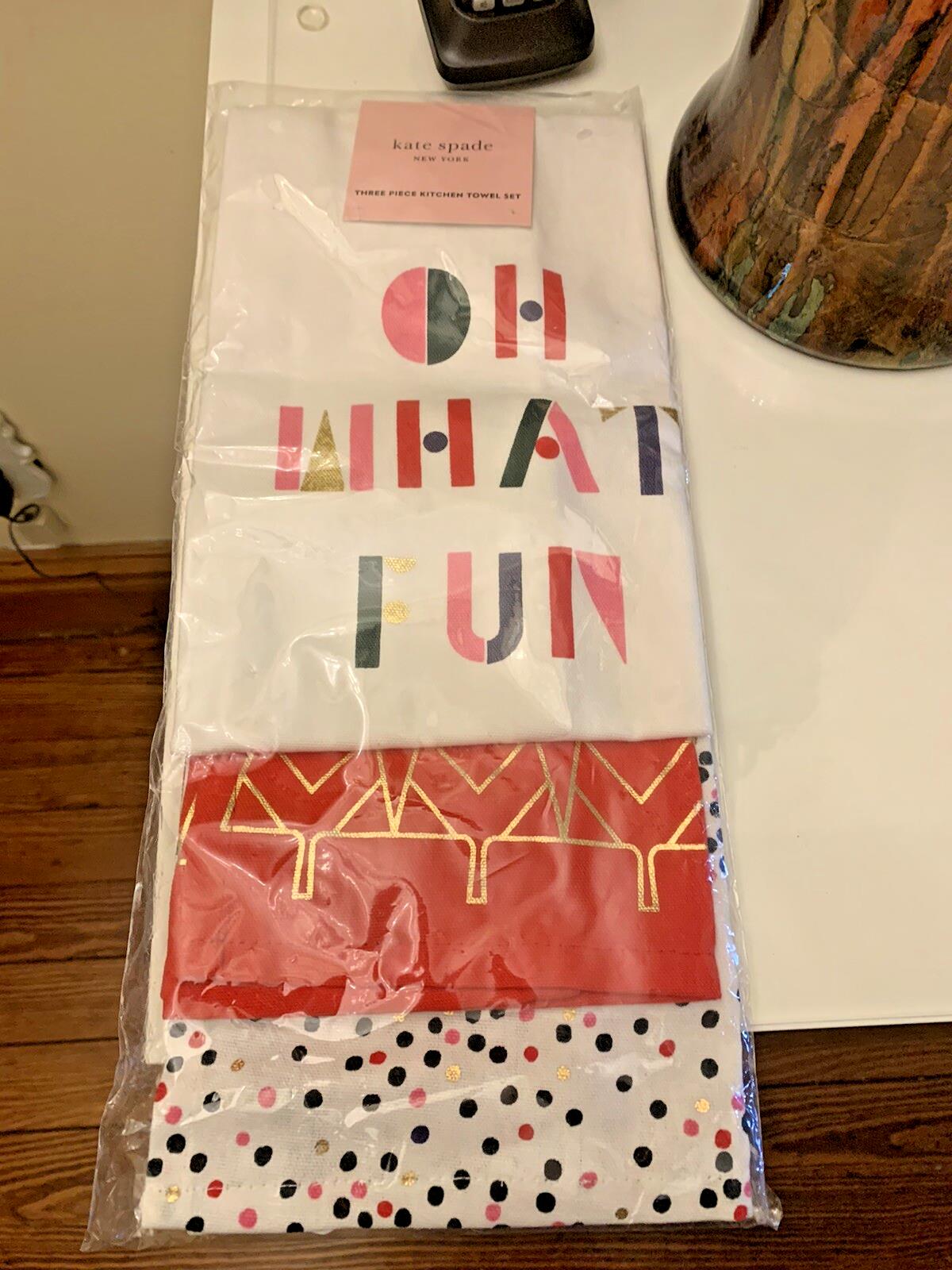 Kate Spade kitchen hand towels holiday gift Christmas wedding mom guest SET 3 b