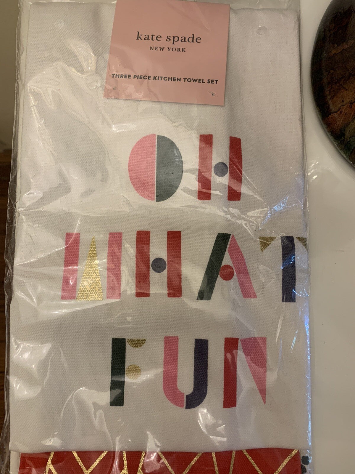 Kate Spade kitchen hand towels holiday gift Christmas wedding mom guest SET 3 b