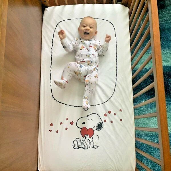 Disney Pottery barn Snoopy Crib Toddler SHEET baby Picture Holiday gift nursery