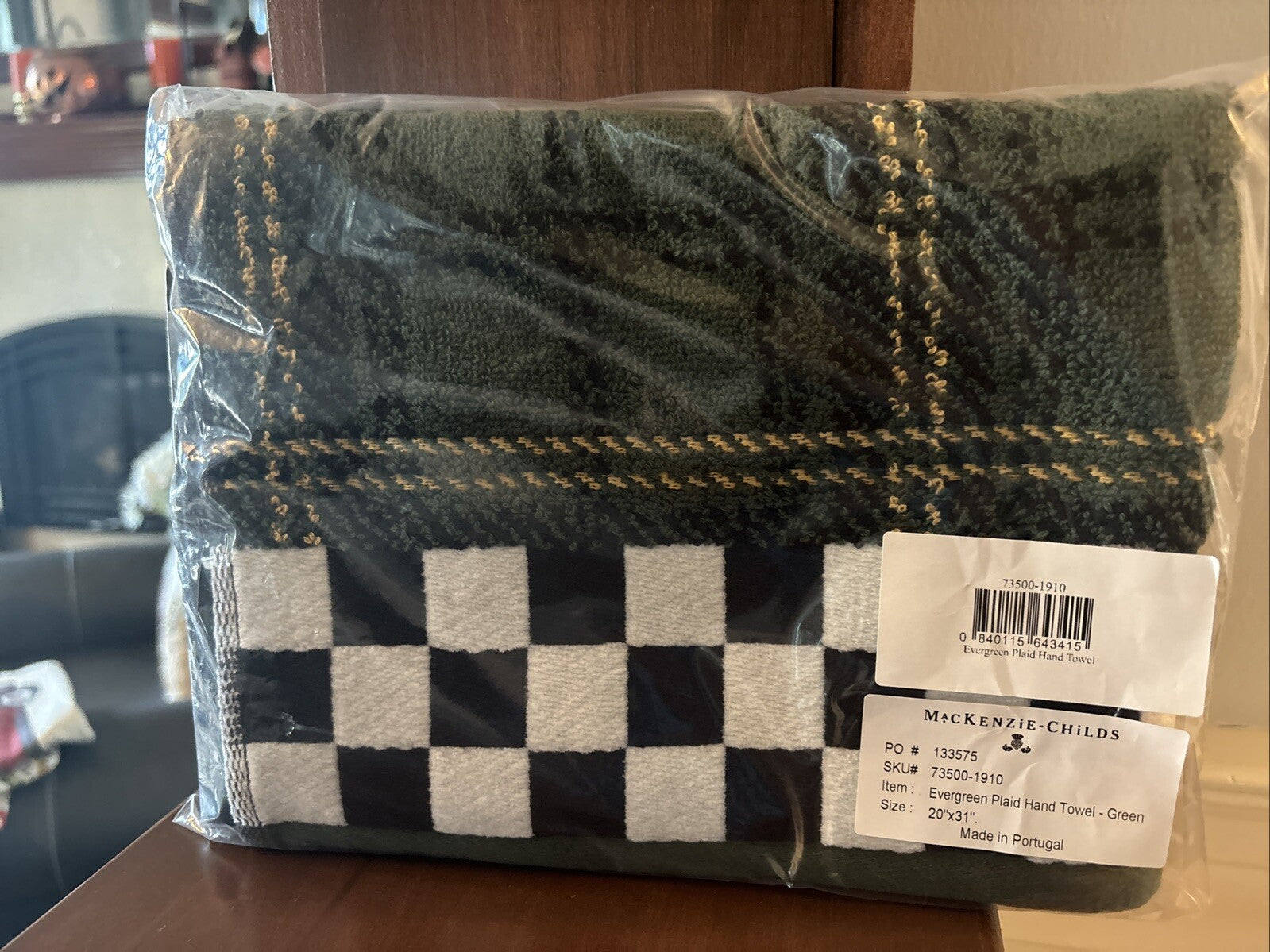 Mackenzie Child holiday hand towel plaid check Birthday gift mom Thanksgiving b