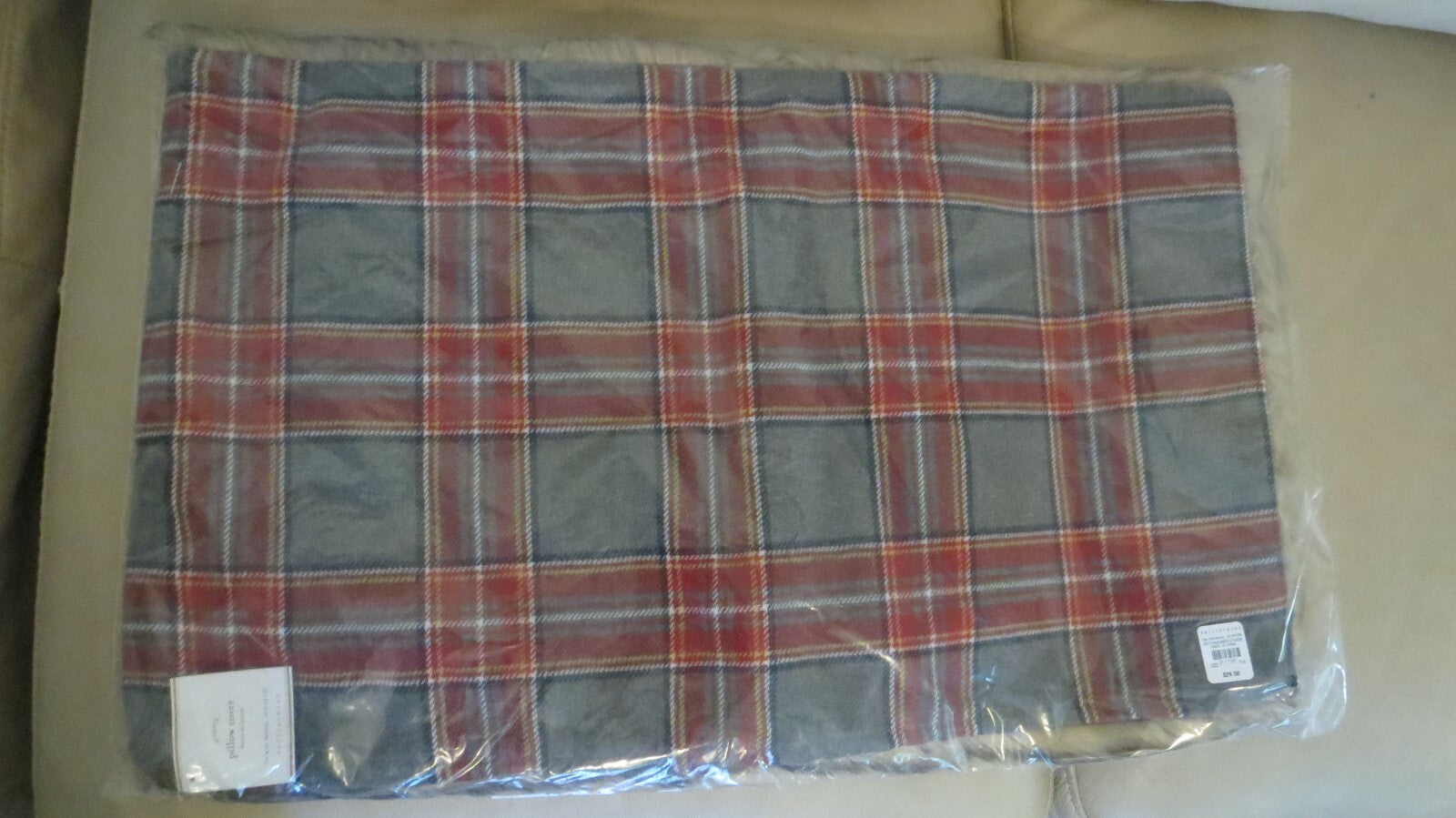 Pottery Barn Plaid Pillow Sham Disney Holiday fur ski lodge Christmas 16x26  `