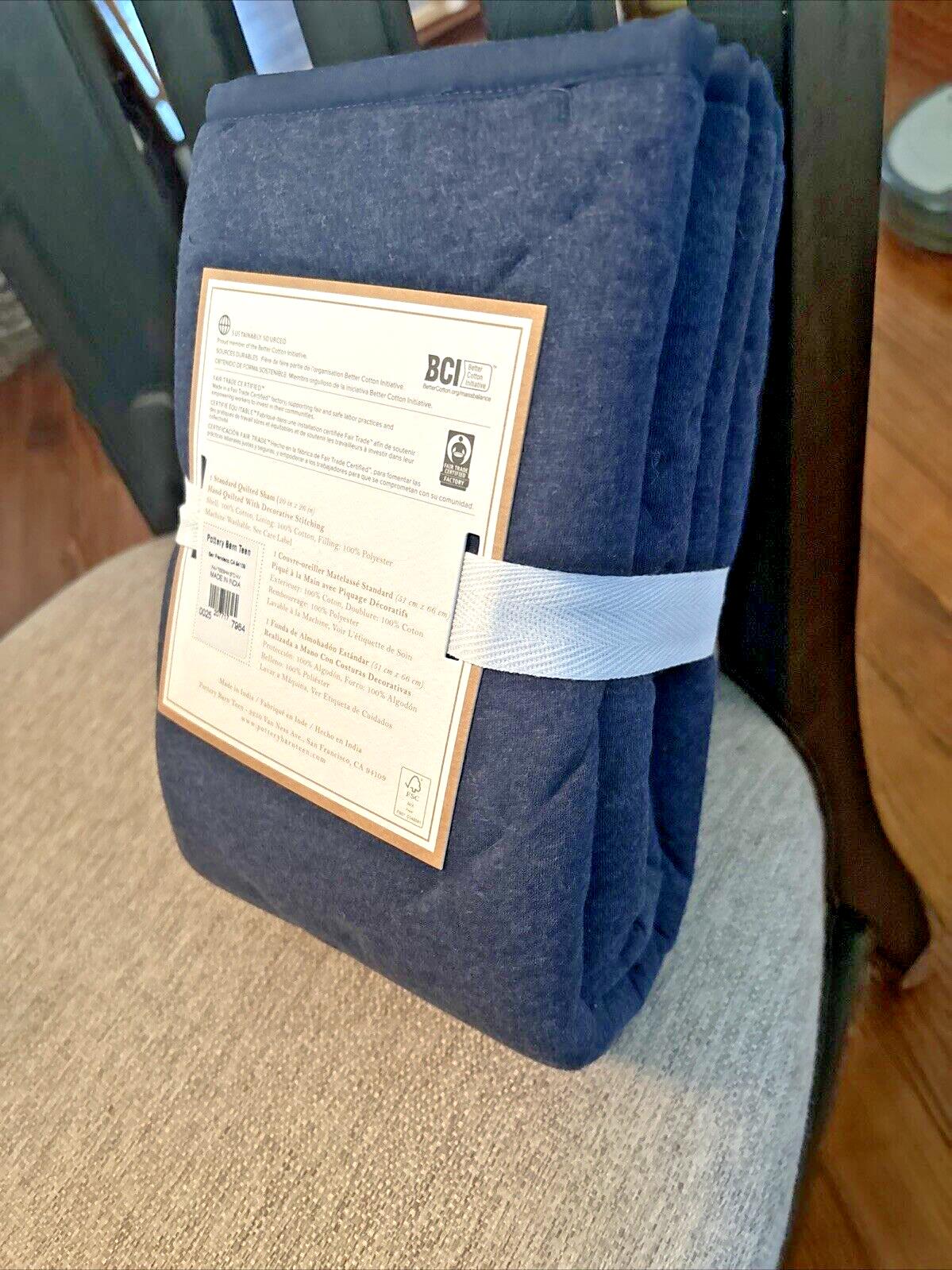 Pottery Barn PILLOW SHAM holiday gift party space boy Blue cotton birthday kid b