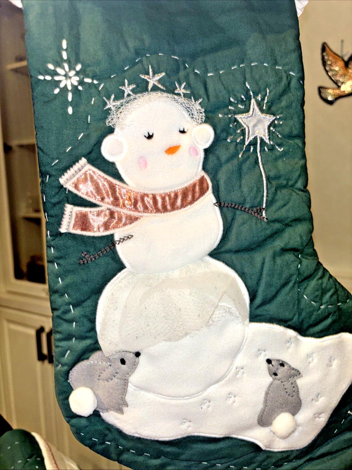 Pottery Barn Holiday Christmas stocking Snowman gift party quilted tree Disney