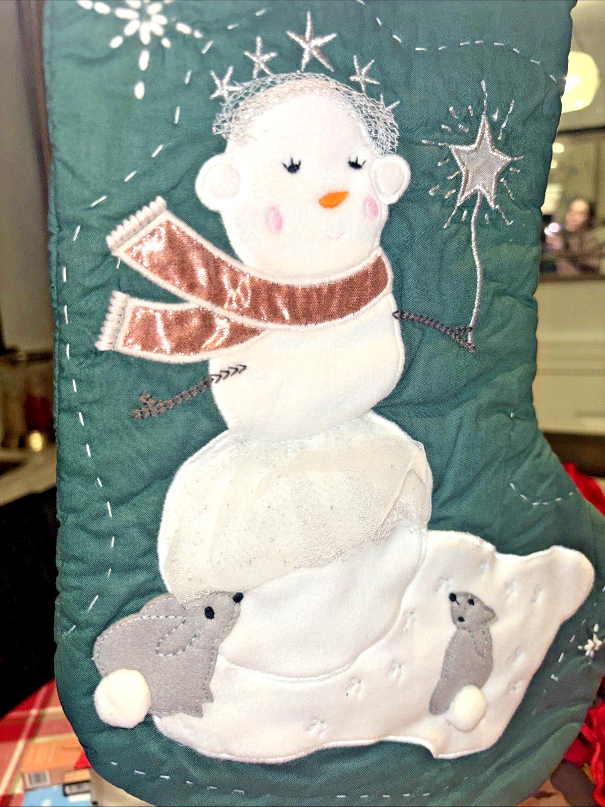 Pottery Barn Holiday Christmas stocking Snowman gift party quilted tree Disney