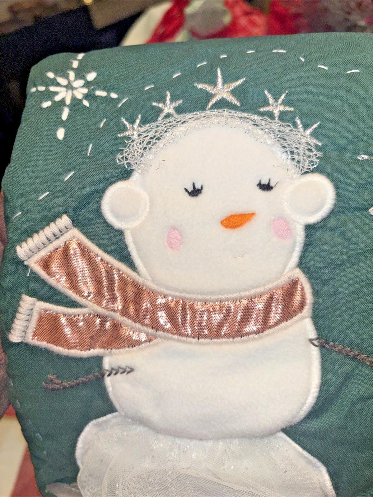 Pottery Barn Holiday Christmas stocking Snowman gift party quilted tree Disney