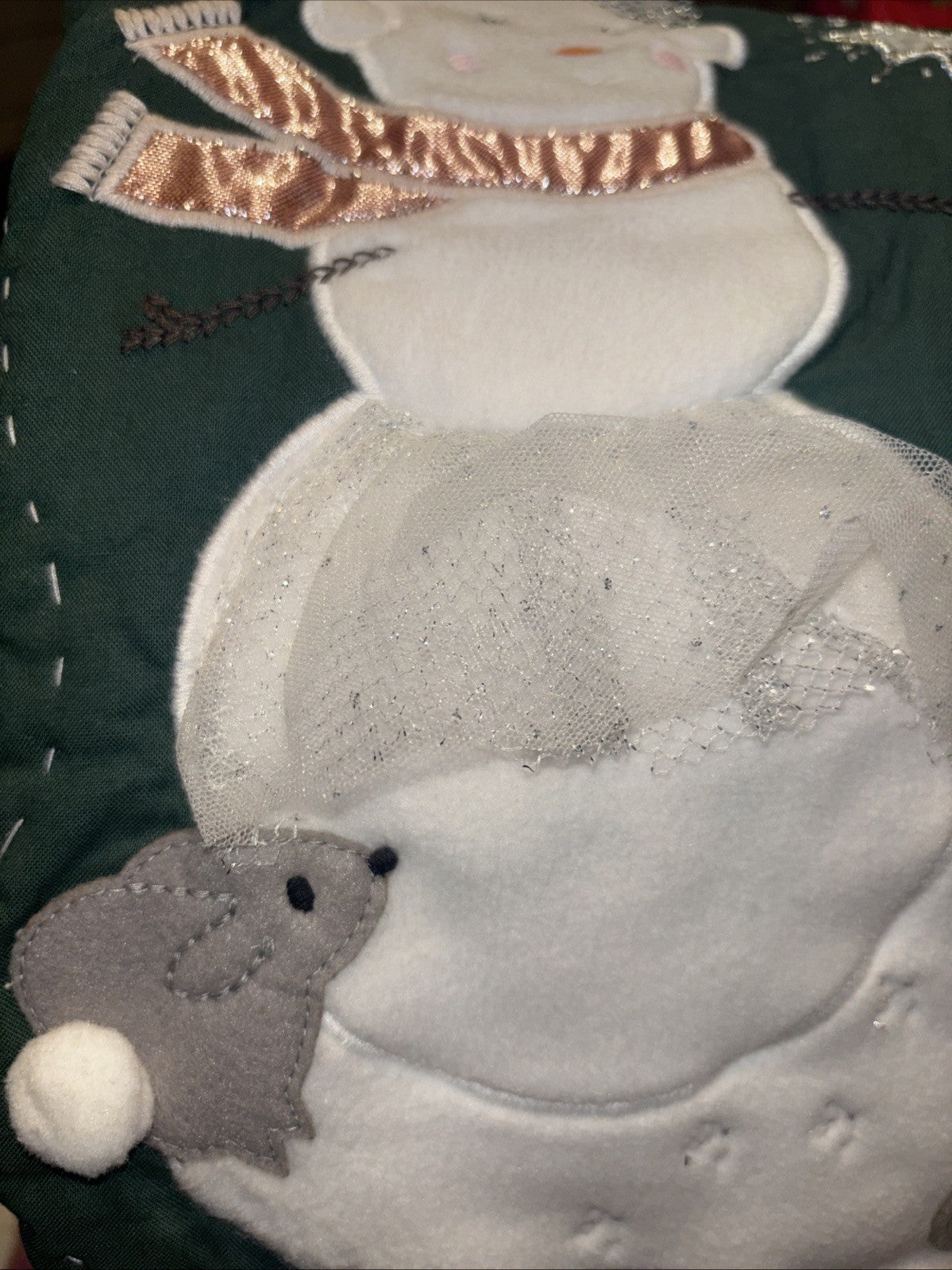 Pottery Barn Holiday Christmas stocking Snowman gift party quilted tree Disney