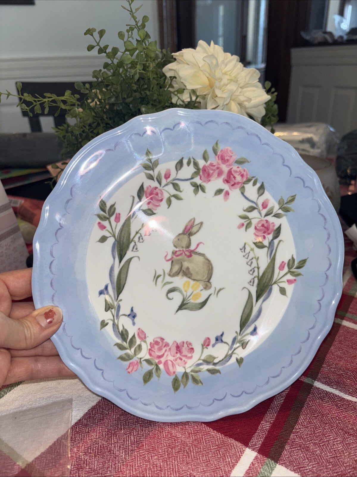 Pottery Barn Holiday Floral Plate Peter rabbit Easter Bunny Loveshack kid Party
