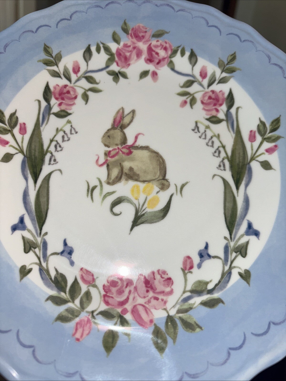 Pottery Barn Holiday Floral Plate Peter rabbit Easter Bunny Loveshack kid Party