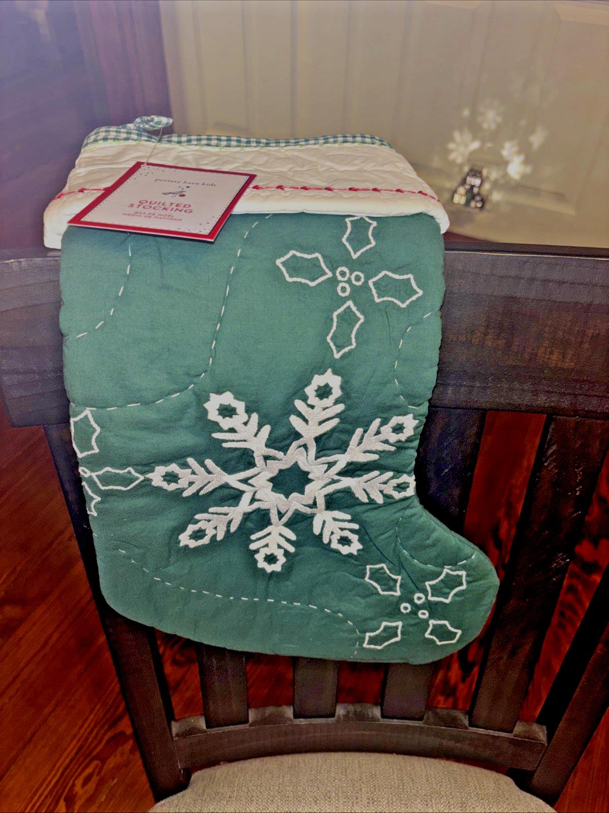 Pottery Barn Holiday Christmas stocking Snowflake gift party quilted tree Disney