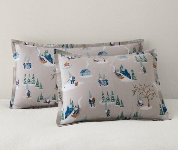 Garnet Hill KING Pillow Sham holiday Disney Winter village ski lodge gift $89 n