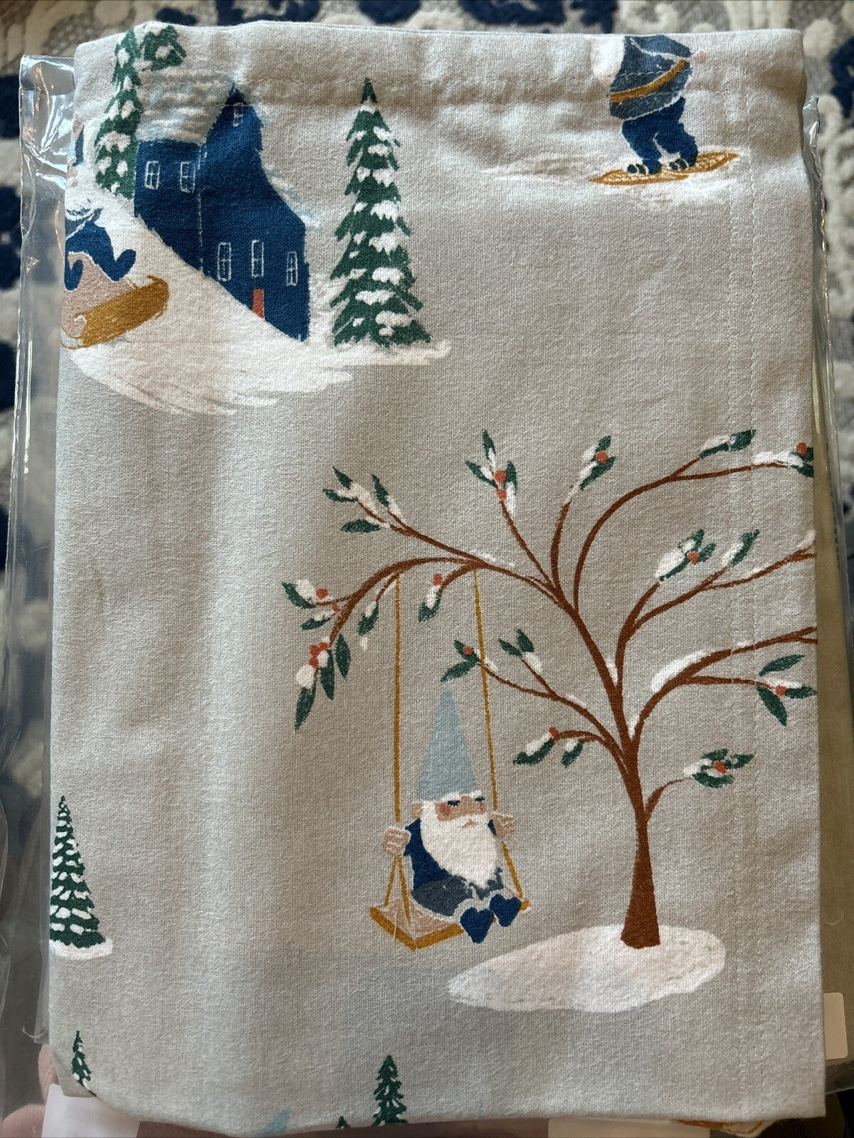 Garnet Hill KING Pillow Sham holiday Disney Winter village ski lodge gift $89 n