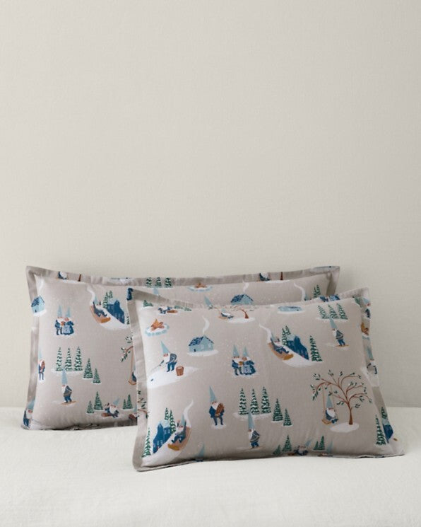 Garnet Hill KING Pillow Sham holiday Disney Winter village ski lodge gift $89 n