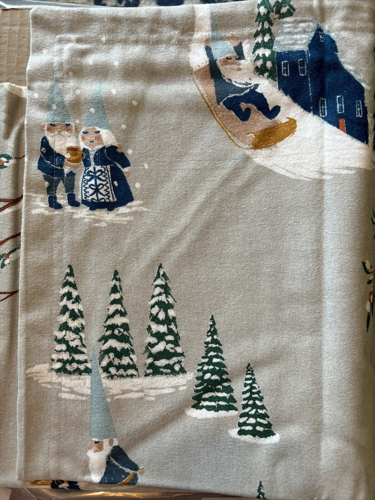 Garnet Hill KING Pillow Sham holiday Disney Winter village ski lodge gift $89 n