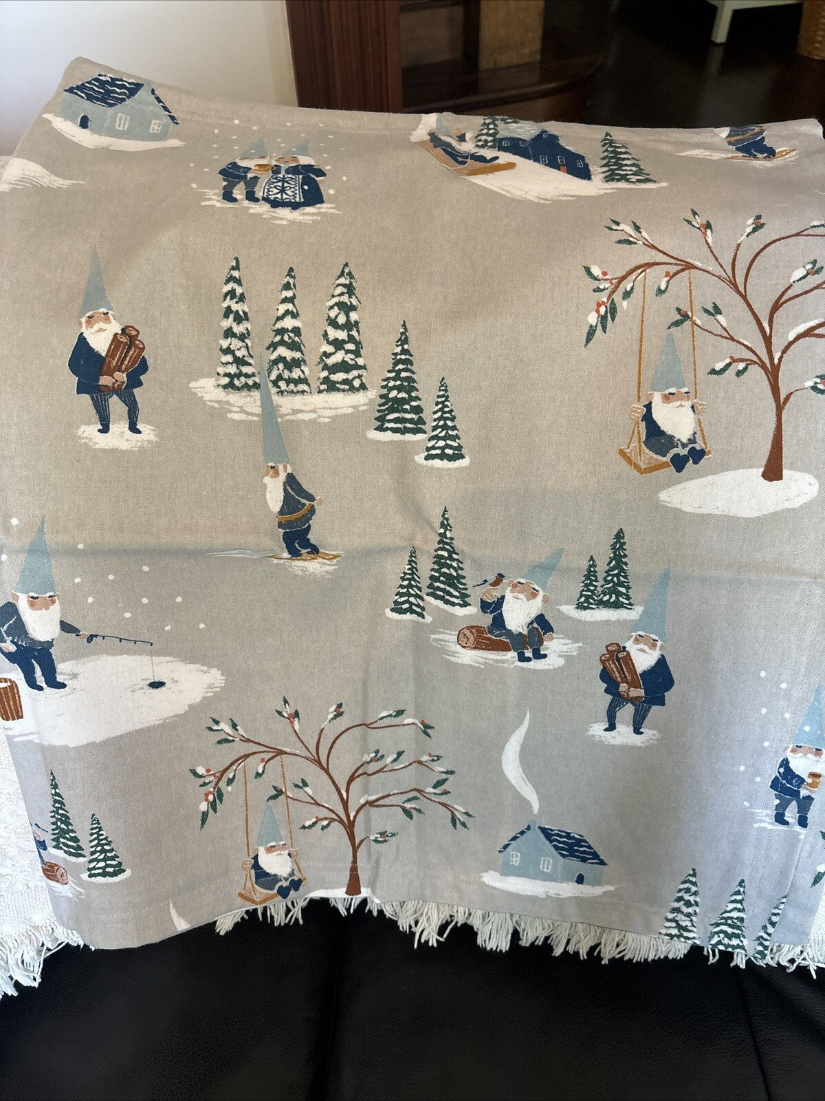 Garnet Hill KING Pillow Sham holiday Disney Winter village ski lodge gift $89 n