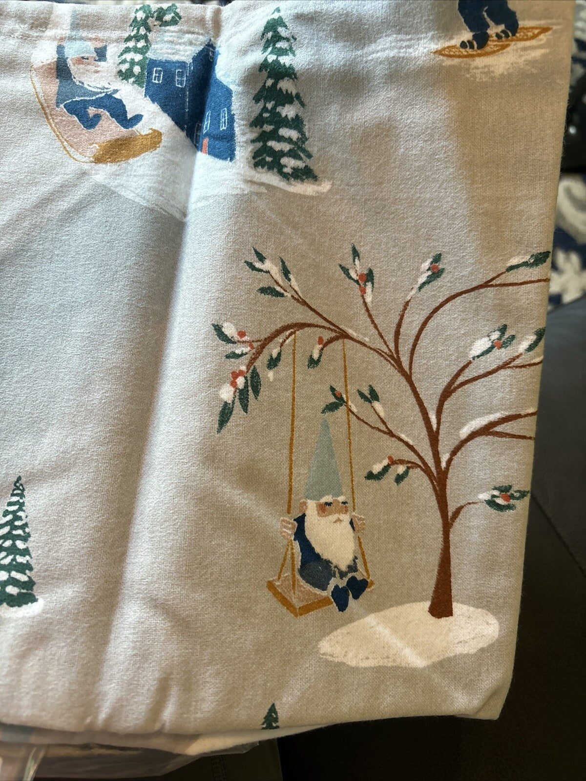 Garnet Hill KING Pillow Sham holiday Disney Winter village ski lodge gift $89 n