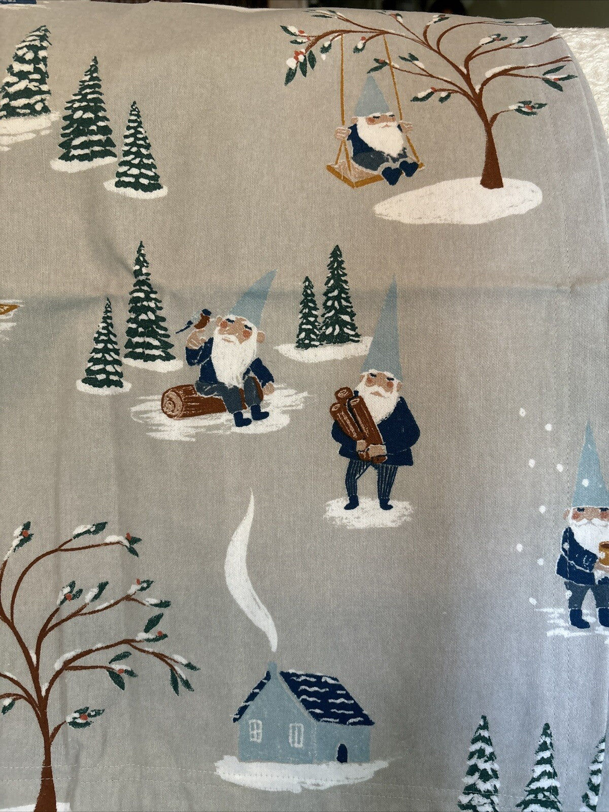 Garnet Hill KING Pillow Sham holiday Disney Winter village ski lodge gift $89 n