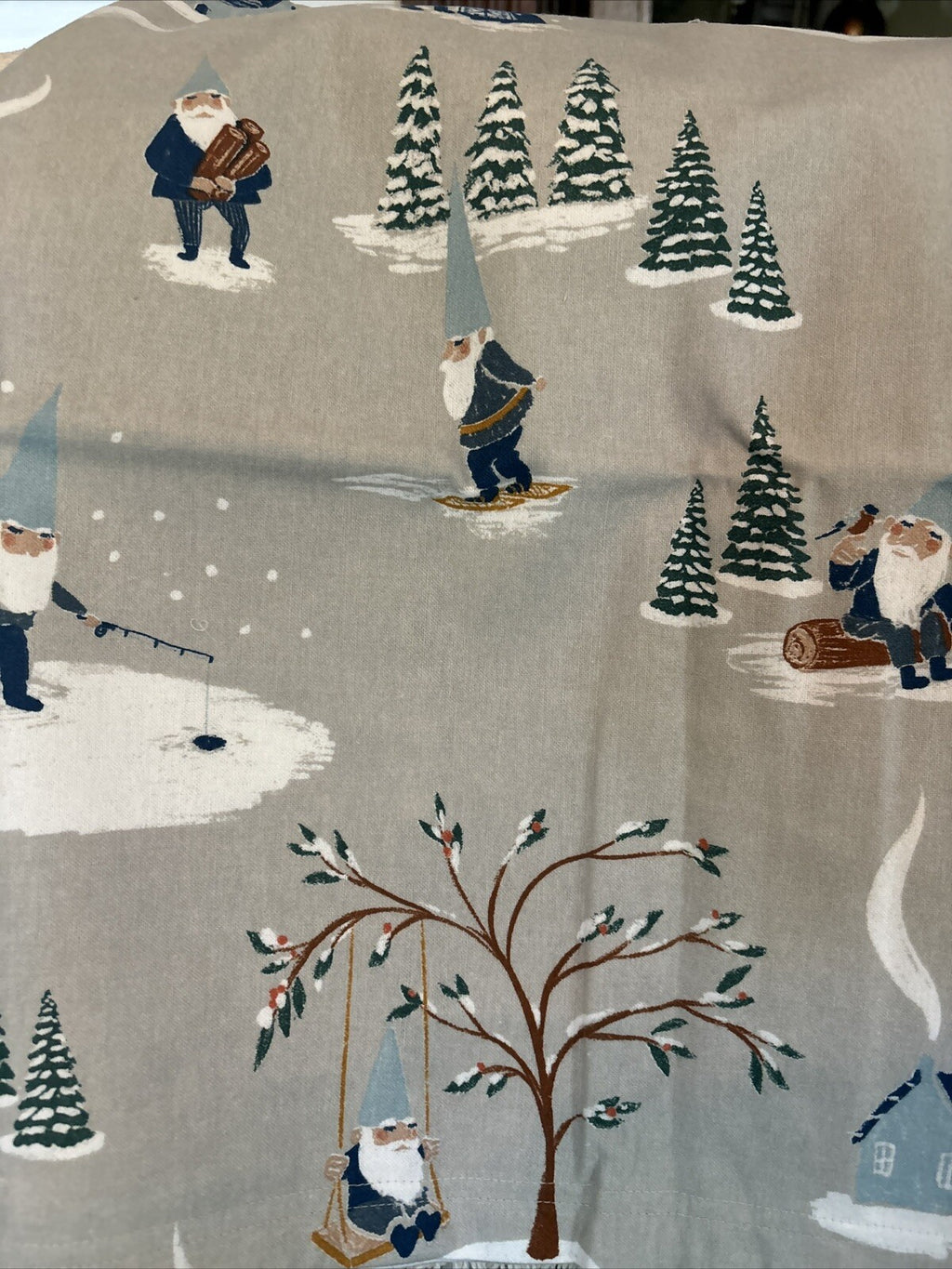 Garnet Hill KING Pillow Sham holiday Disney Winter village ski lodge gift $89 n