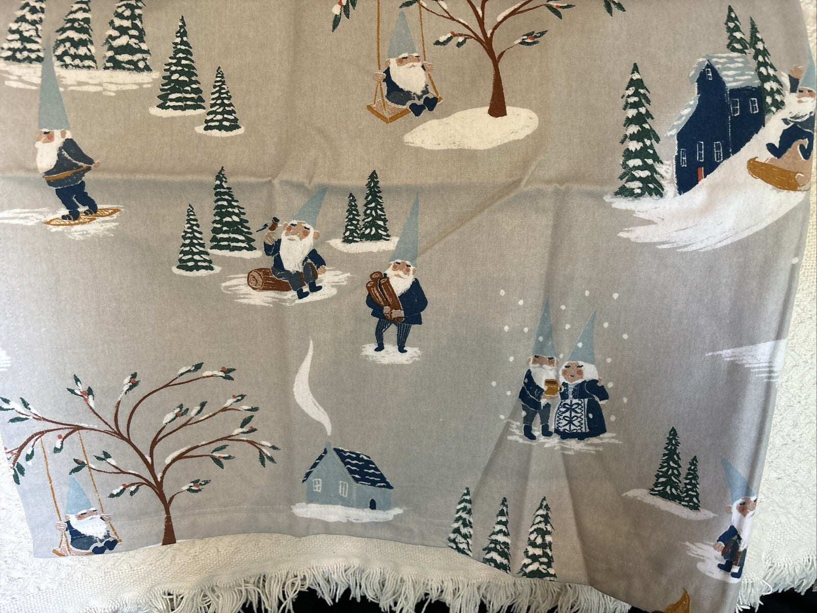 Garnet Hill KING Pillow Sham holiday Disney Winter village ski lodge gift $89 n