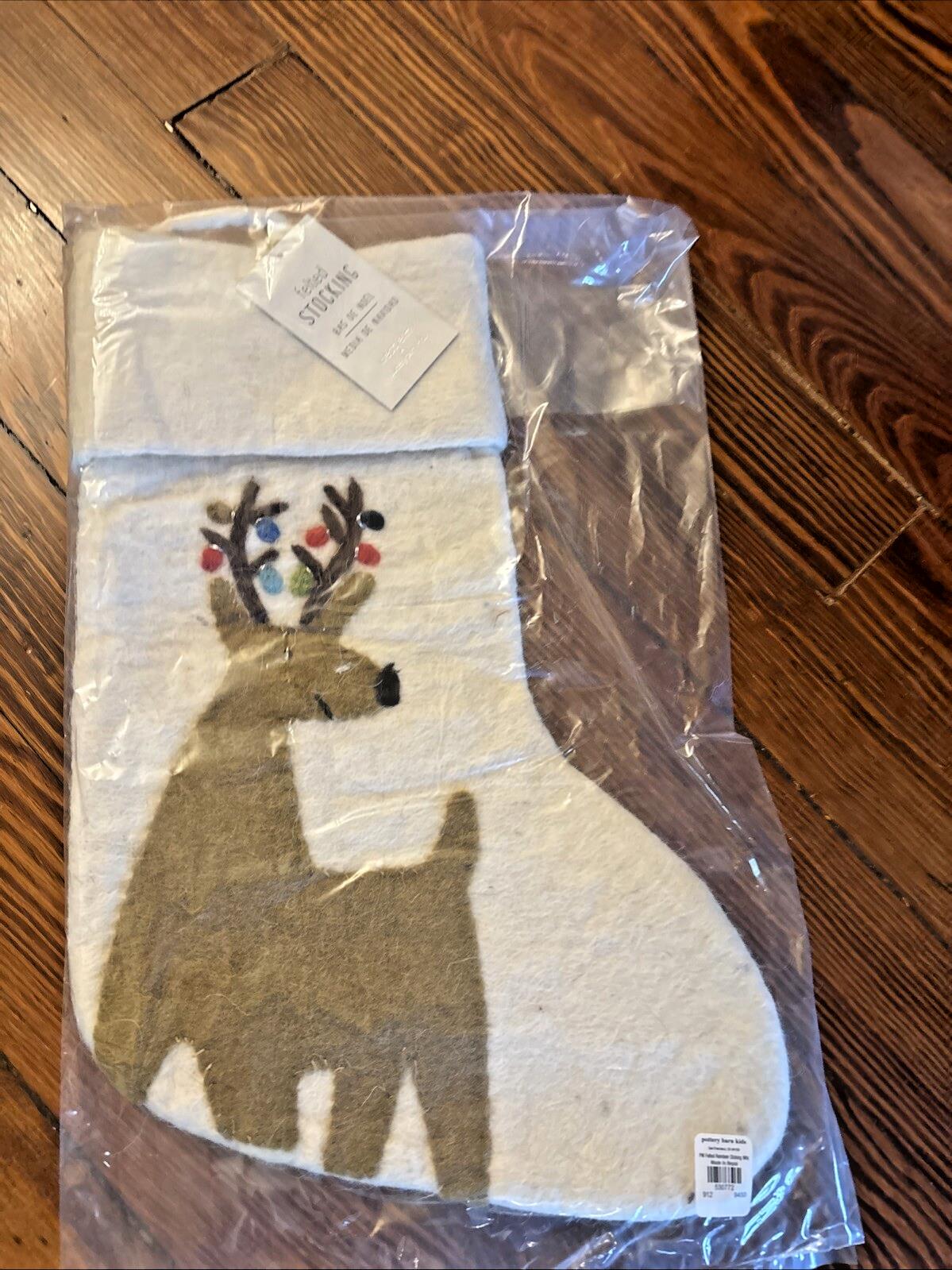 pottery barn Holiday Christmas stocking Reindeer Deer gift party West elm kid