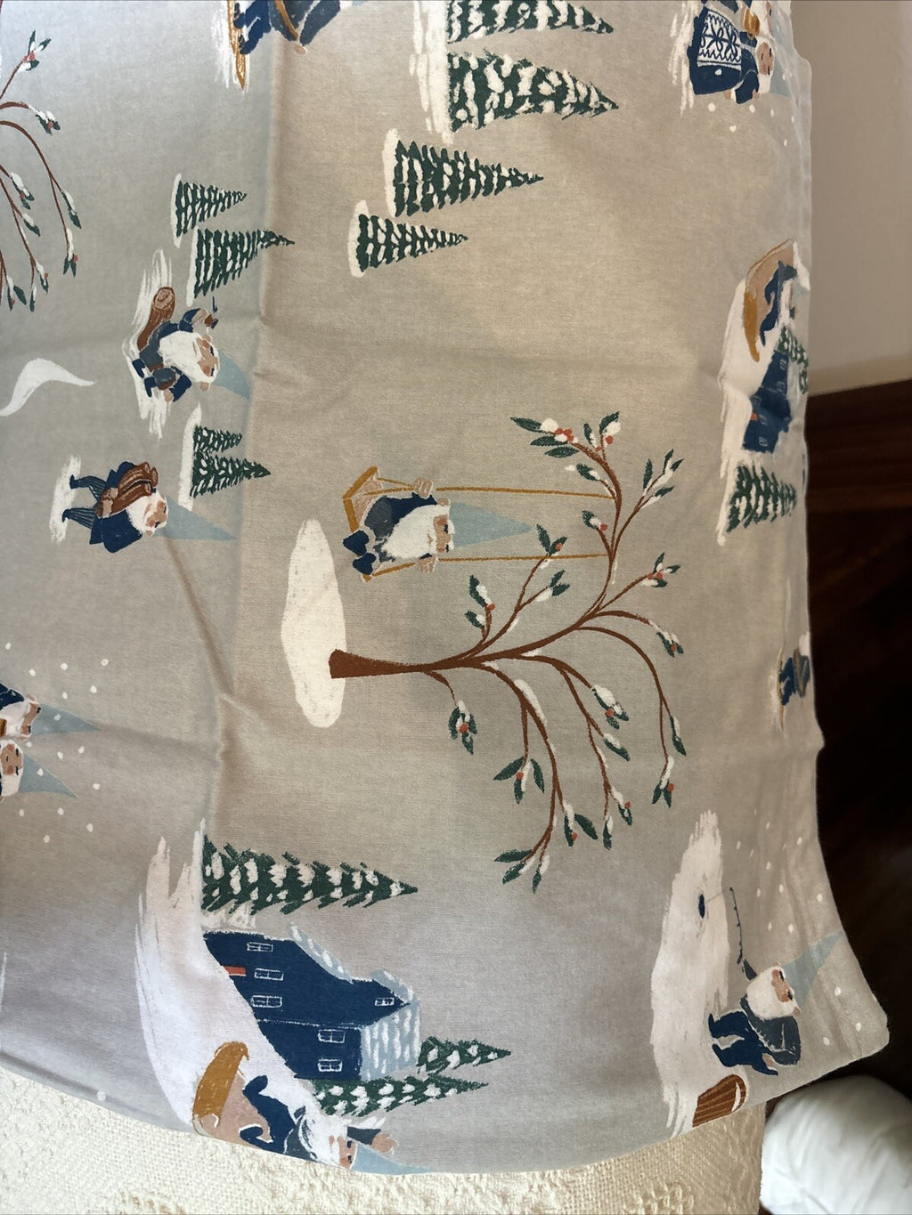 Garnet Hill KING Pillow Sham holiday Disney Winter village ski lodge gift $89 n