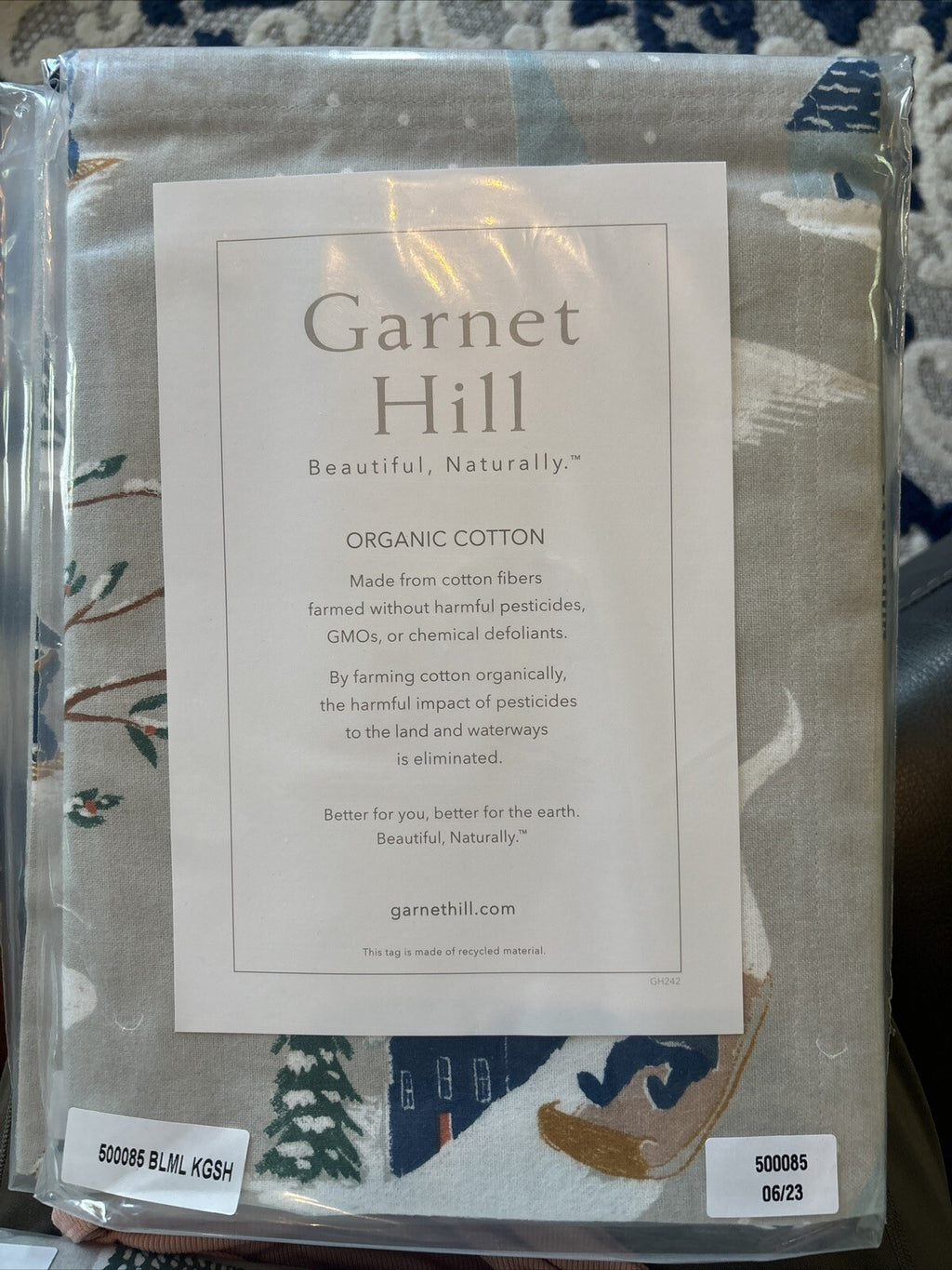 Garnet Hill KING Pillow Sham holiday Disney Winter village ski lodge gift $89 n