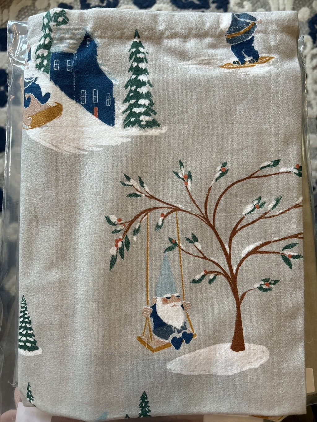 Garnet Hill KING Pillow Sham holiday Disney Winter village ski lodge gift $89 n