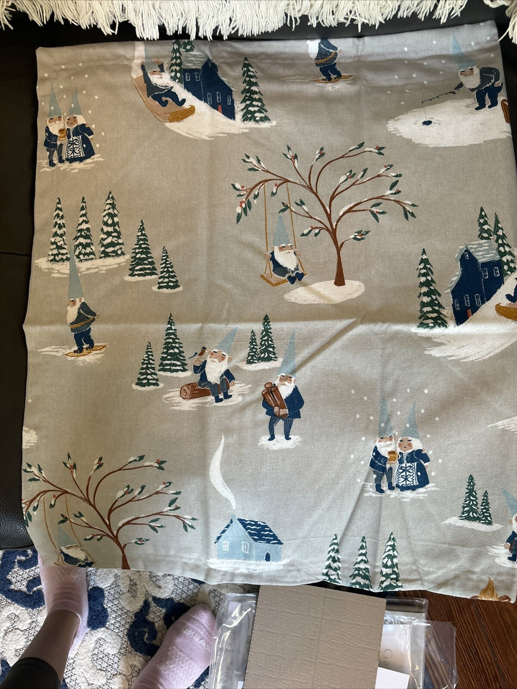 Garnet Hill KING Pillow Sham holiday Disney Winter village ski lodge gift $89 n