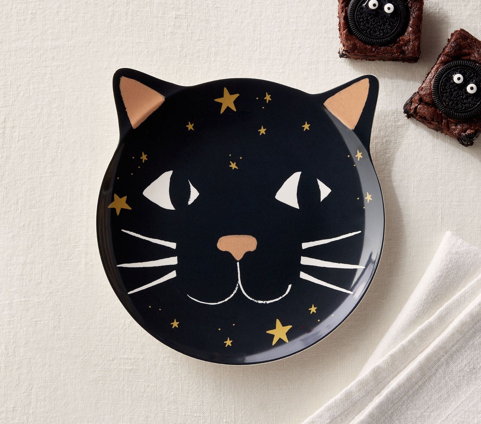 Pottery Barn Halloween PLATE+UTENSIL+CUP Holiday party black cat Dinner SET 12 n