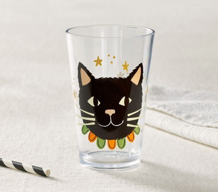 Pottery Barn Halloween PLATE+UTENSIL+CUP Holiday party black cat Dinner SET 12 n