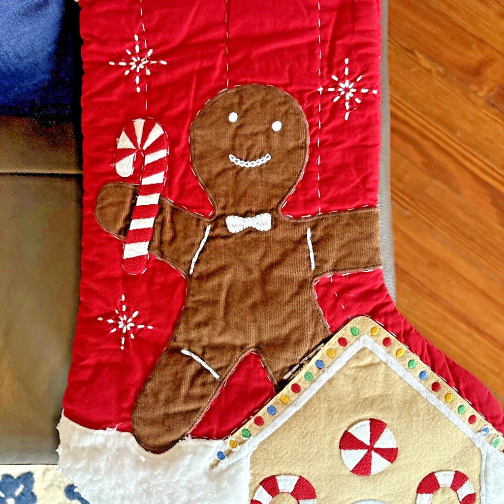 Pottery Barn Holiday Christmas stocking Gingerbread Candy Cane gift Plaid kid