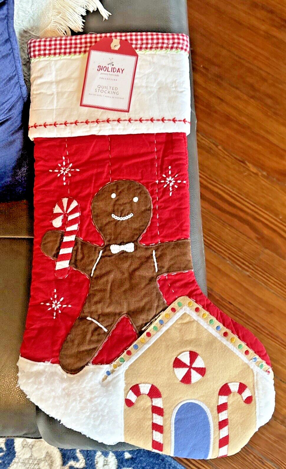 Pottery Barn Holiday Christmas stocking Gingerbread Candy Cane gift Plaid kid