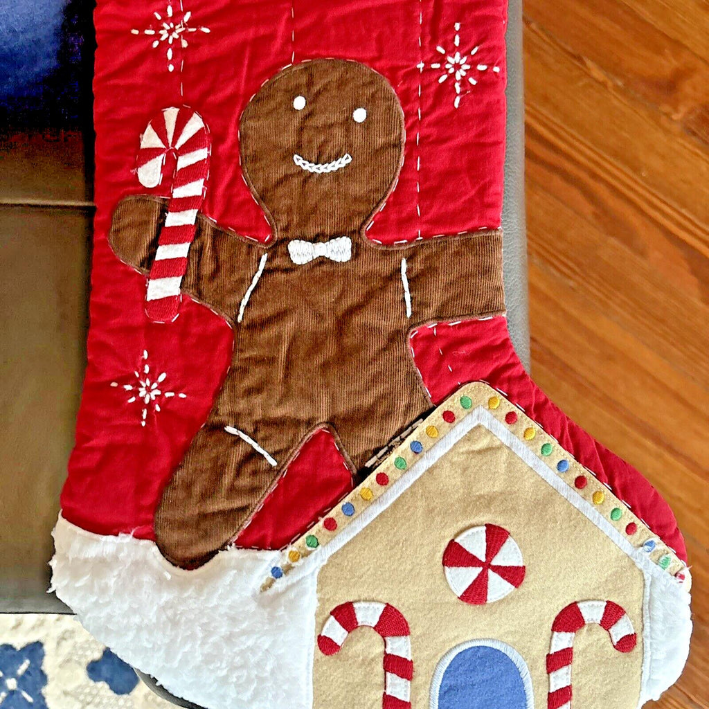 Pottery Barn Holiday Christmas stocking Gingerbread Candy Cane gift Plaid kid