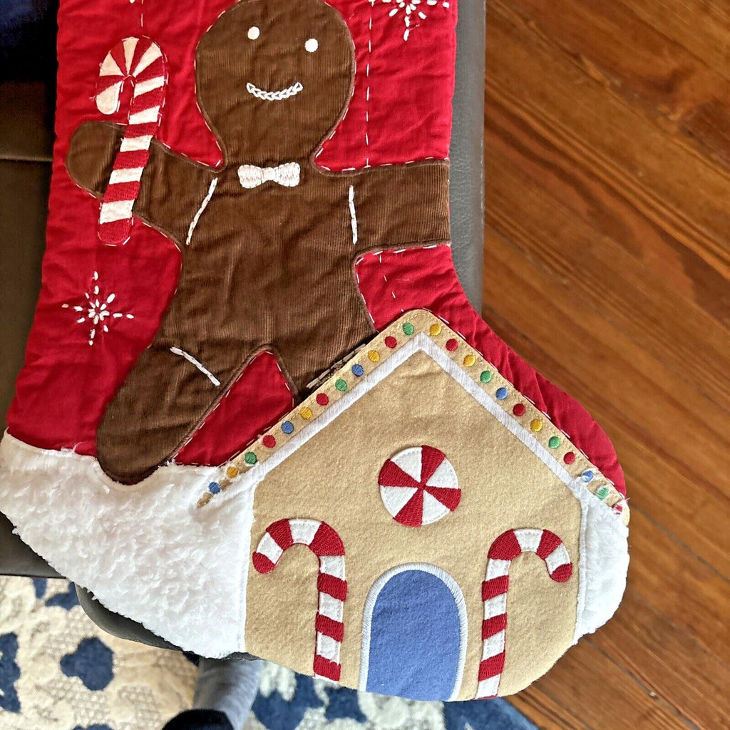 Pottery Barn Holiday Christmas stocking Gingerbread Candy Cane gift Plaid kid